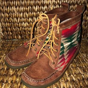 Leather & Wool Southwest Lace Up Ankle Boots